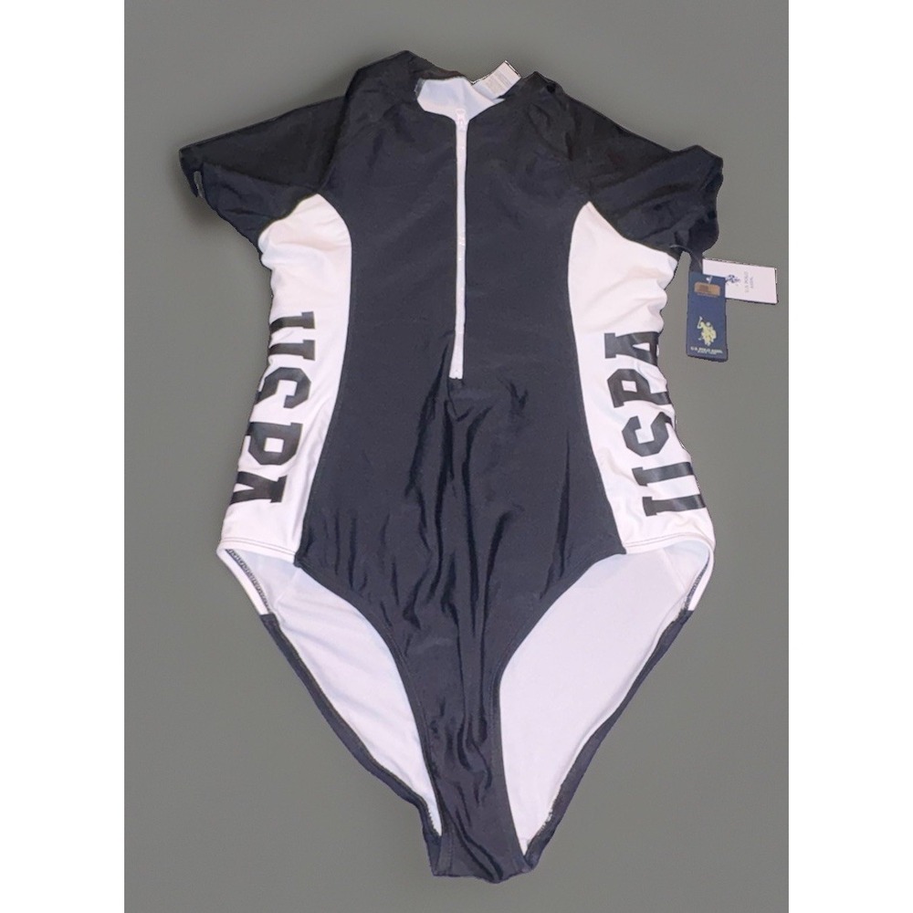 USPA Women's Short Sleeve Rash Guard Swimsuit Paddleboard Surfing Size L 11-13